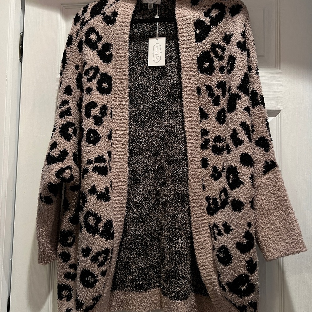Mudpie Skylah Cocoon Tan Leopard Cardigan One Size New with Tags